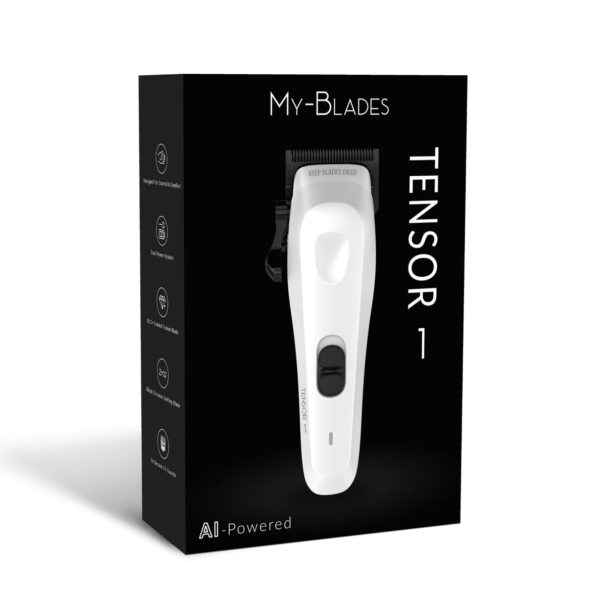 Tensor 1 White – Barbero profesional y cortadora de cabello con tecnología de IA
